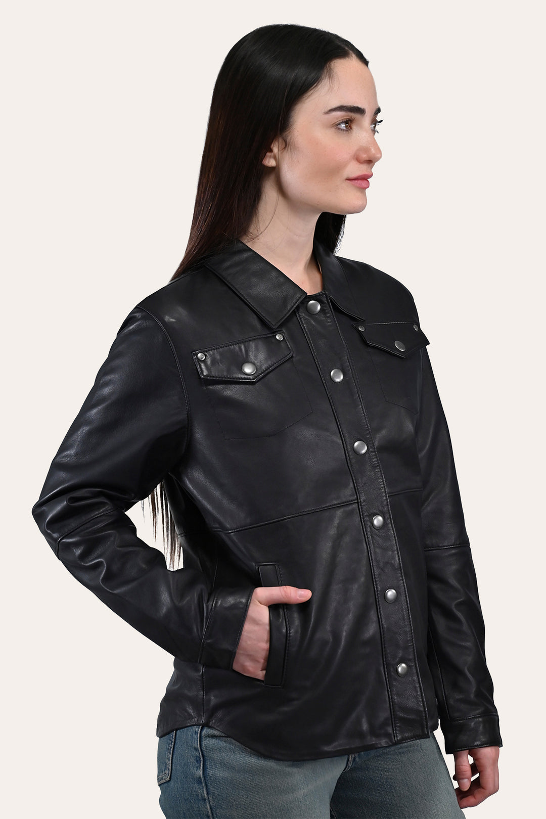 Women’s Black Obadiah Leather Shacket Black