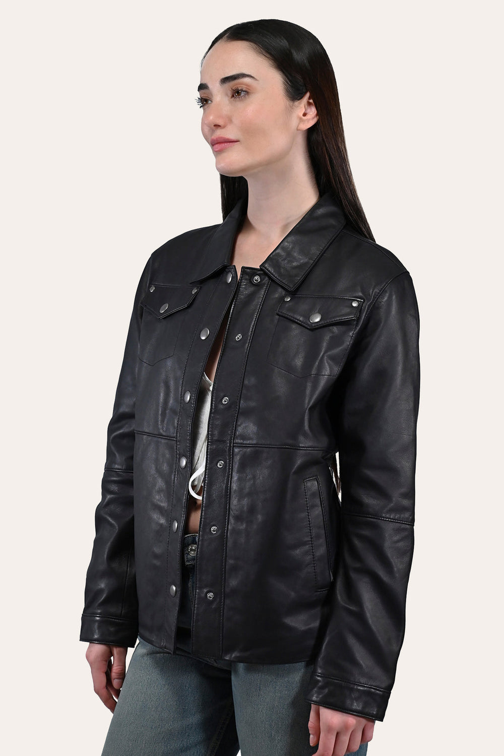 Women’s Black Obadiah Leather Shacket Black