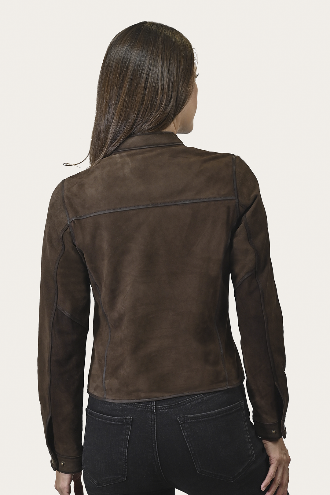 Women’s Dark Brown Cassidy Aged Lamb Leather Biker Jacket Dark Brown