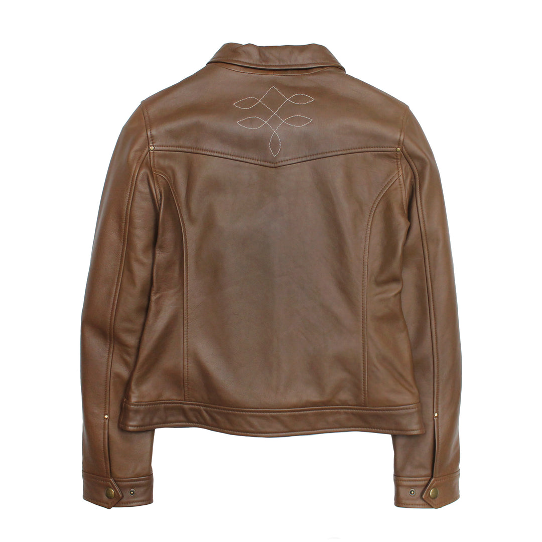 Women’s Medium Brown Callum Trucker Leather Jacket Medium Brown