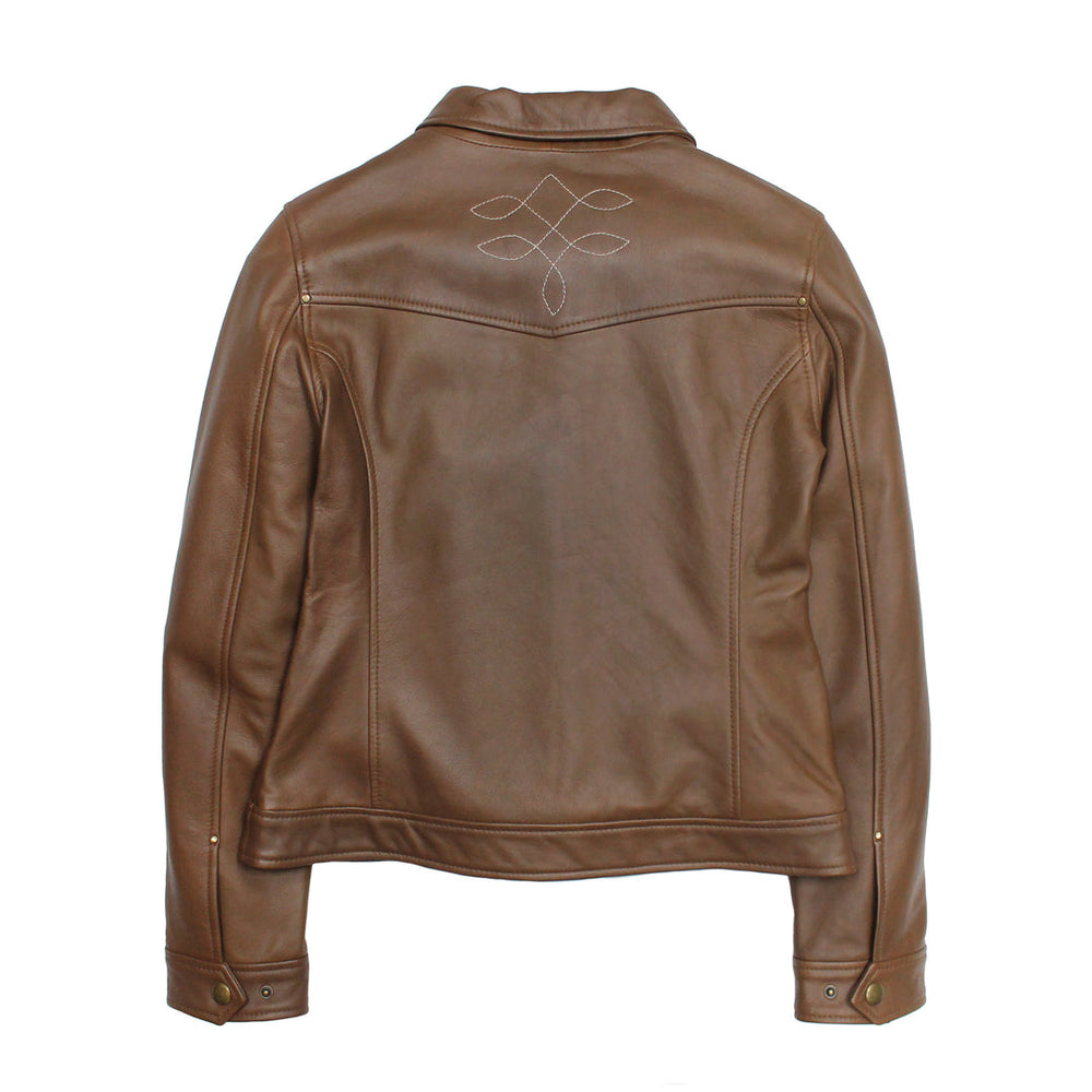 Women’s Medium Brown Callum Trucker Leather Jacket Medium Brown