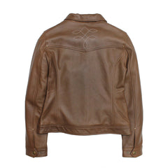 Women’s Medium Brown Callum Trucker Leather Jacket Medium Brown