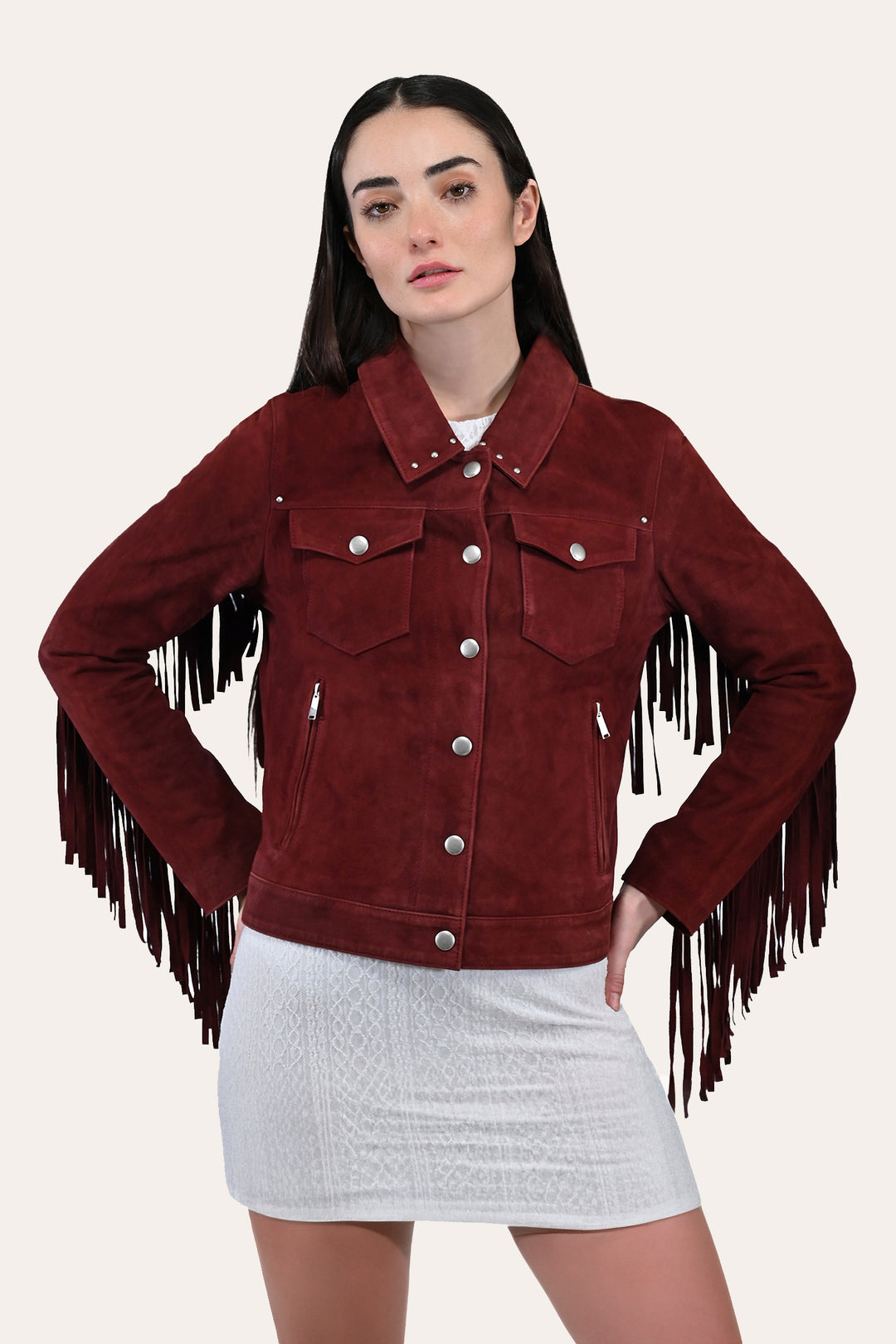 Women’s Oxblood Nash Trucker Suede Jacket Oxblood