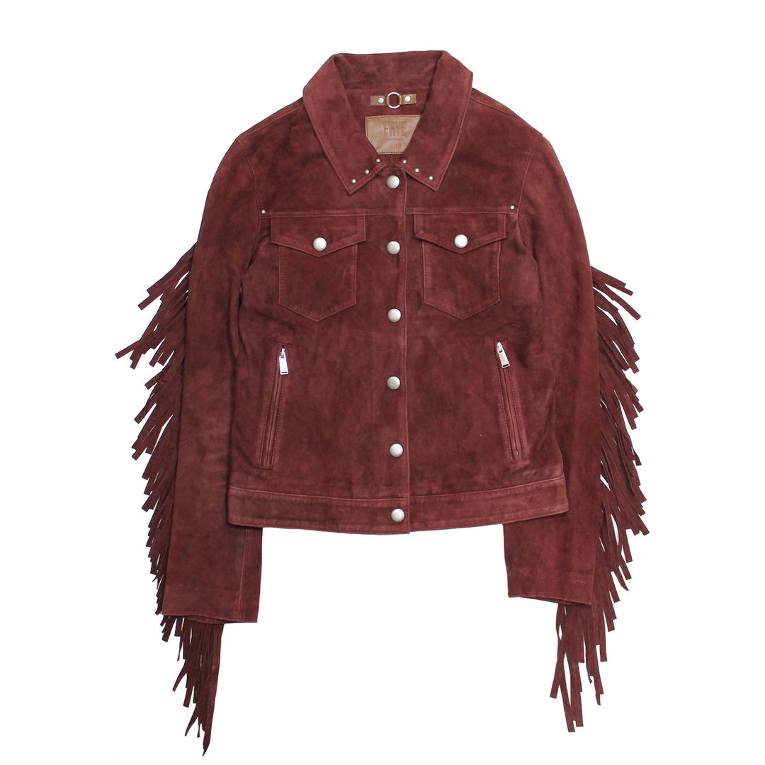 Women’s Oxblood Nash Trucker Suede Jacket Oxblood