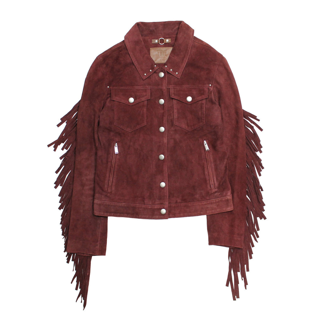 Women’s Oxblood Nash Trucker Suede Jacket Oxblood