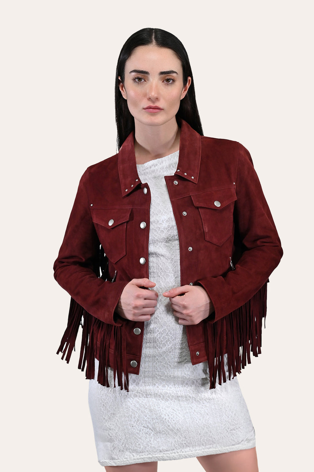 Women’s Oxblood Nash Trucker Suede Jacket Oxblood