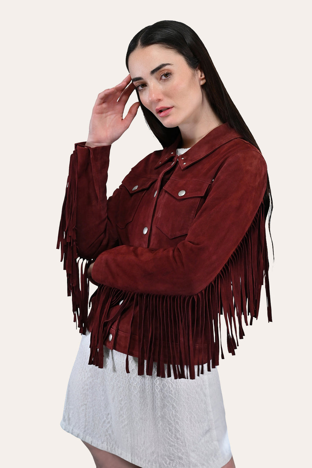 Women’s Oxblood Nash Trucker Suede Jacket Oxblood