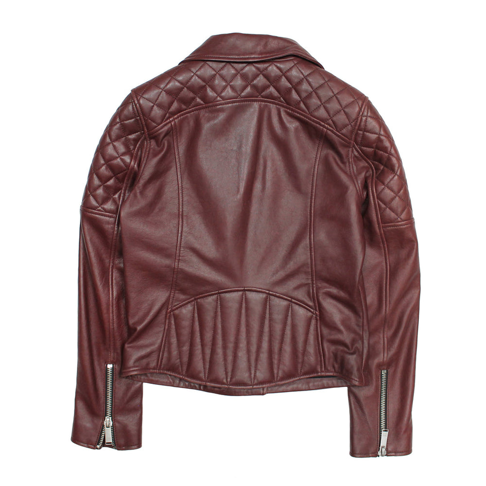 Women’s Oxblood Oklahoma Nappa Leather Biker Jacket Oxblood