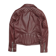 Women’s Oxblood Oklahoma Nappa Leather Biker Jacket Oxblood