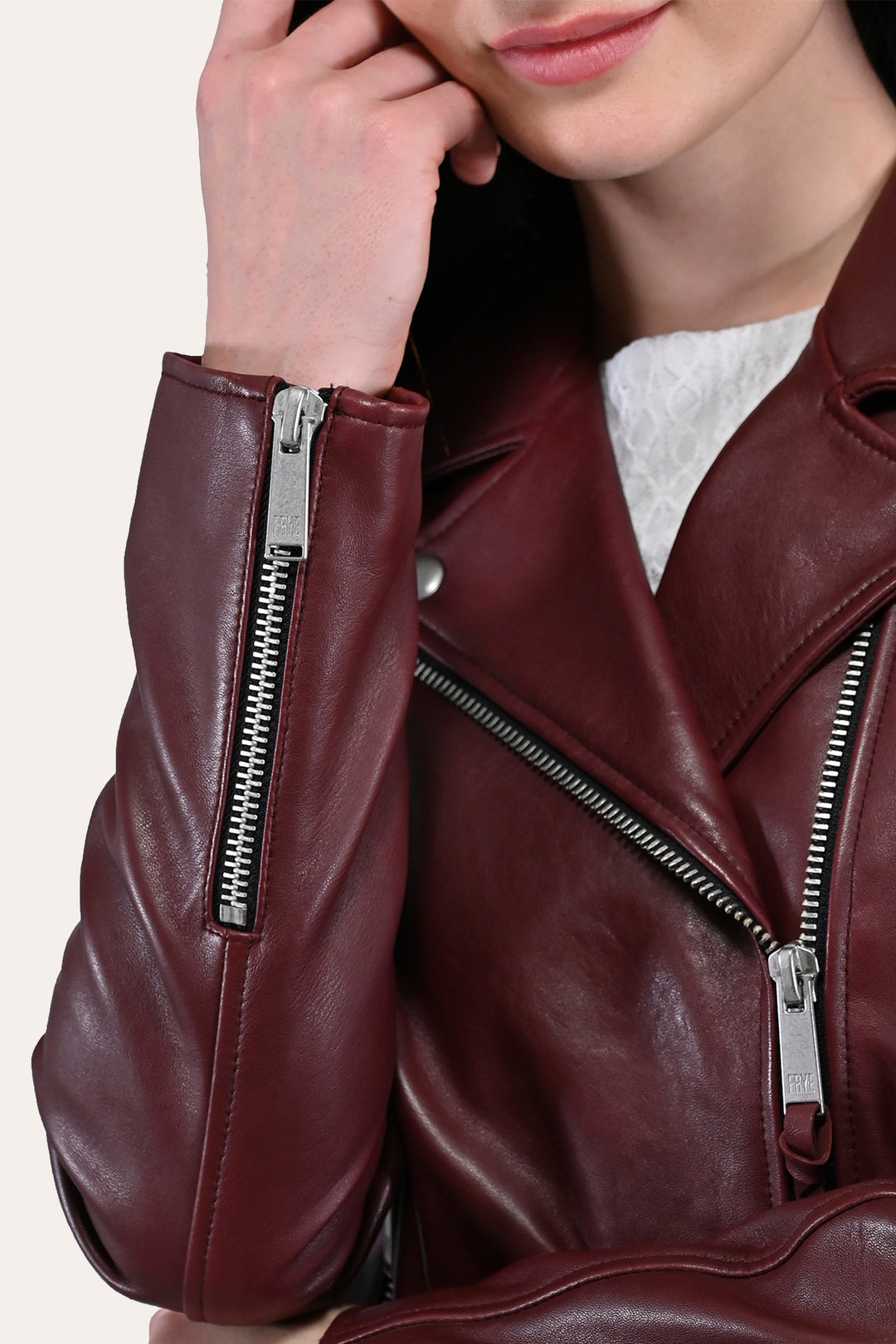 Women’s Oxblood Oklahoma Nappa Leather Biker Jacket Oxblood