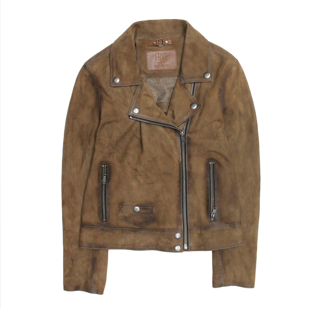 Women’s Dark Taupe Oakley Vintage Suede Biker Jacket Dark taupe