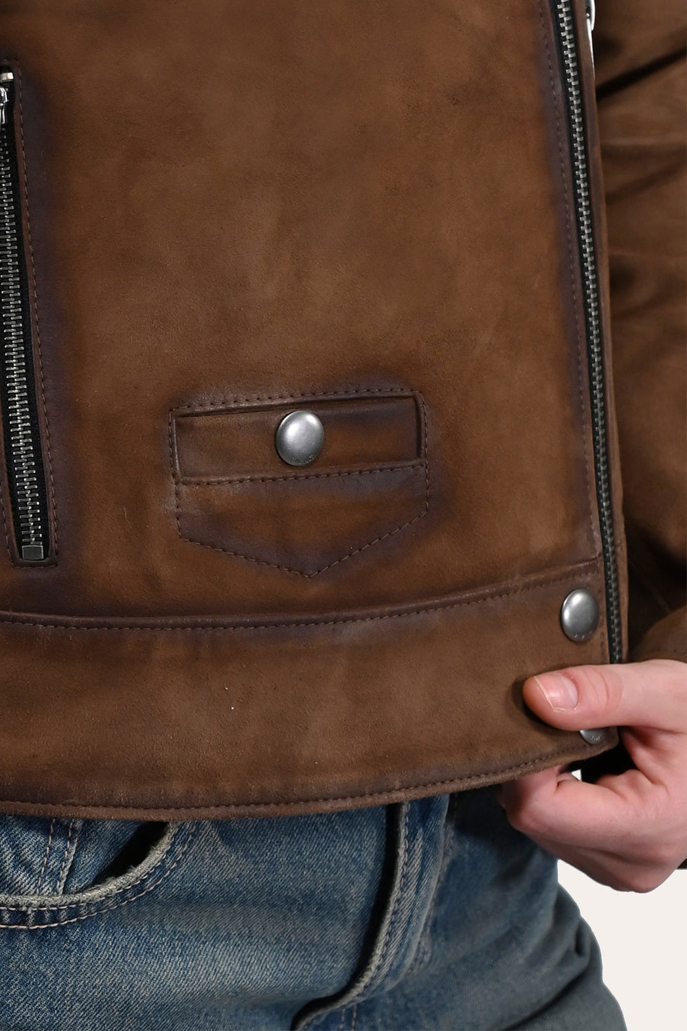 Women’s Dark Taupe Oakley Vintage Suede Biker Jacket Dark taupe