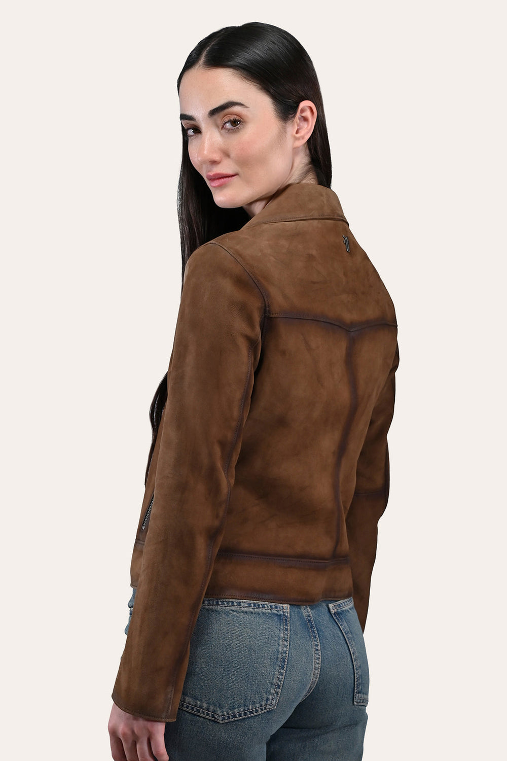 Women’s Dark Taupe Oakley Vintage Suede Biker Jacket Dark taupe
