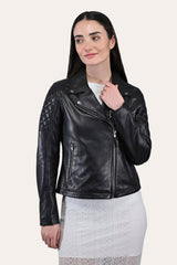 Women’s Black Oklahoma Biker Leather Jacket Black