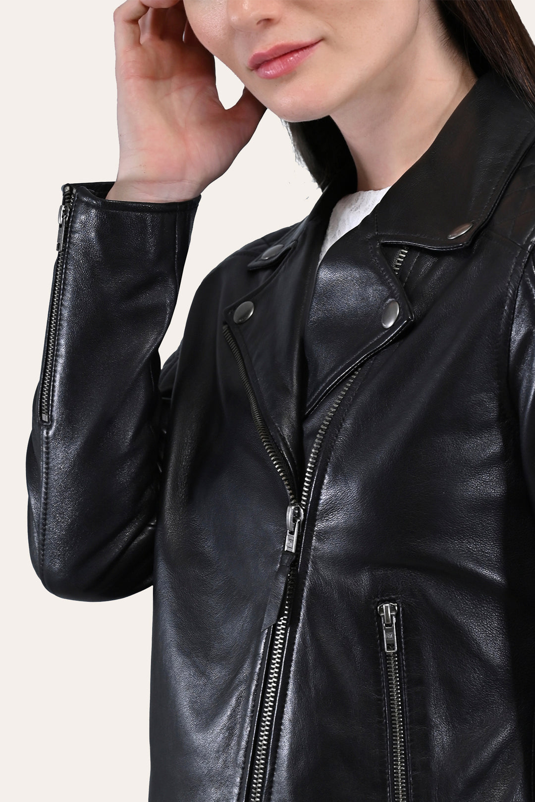 Women’s Black Oklahoma Biker Leather Jacket Black