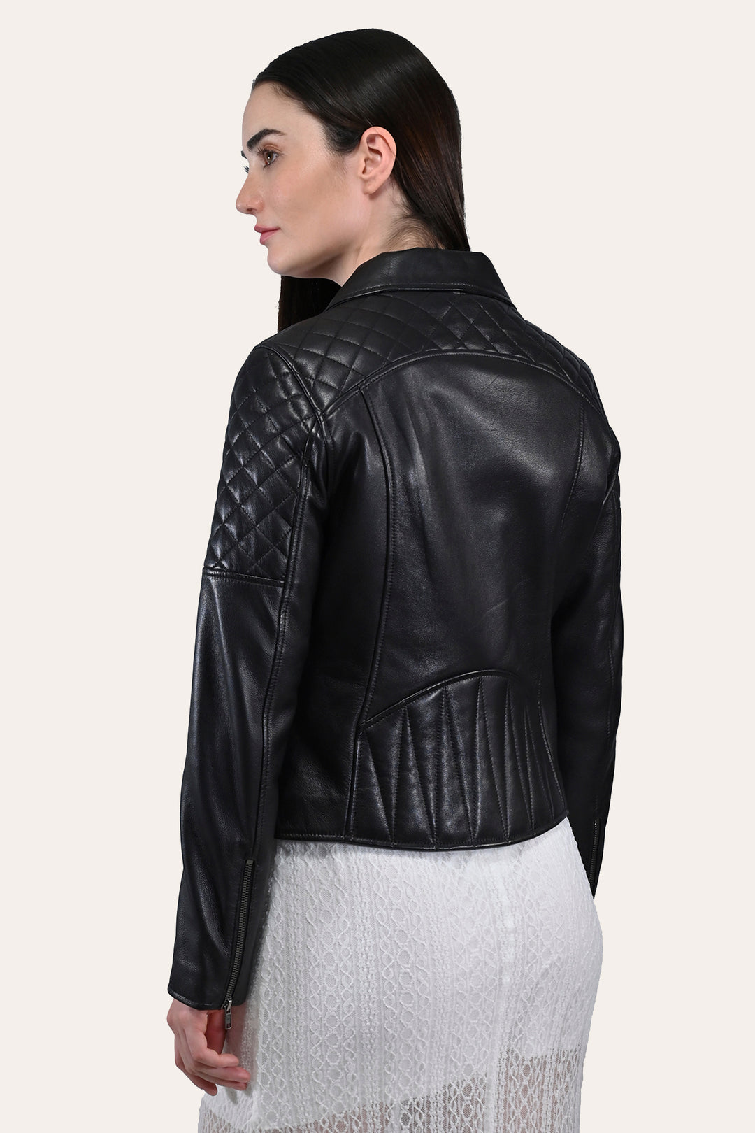 Women’s Black Oklahoma Biker Leather Jacket Black