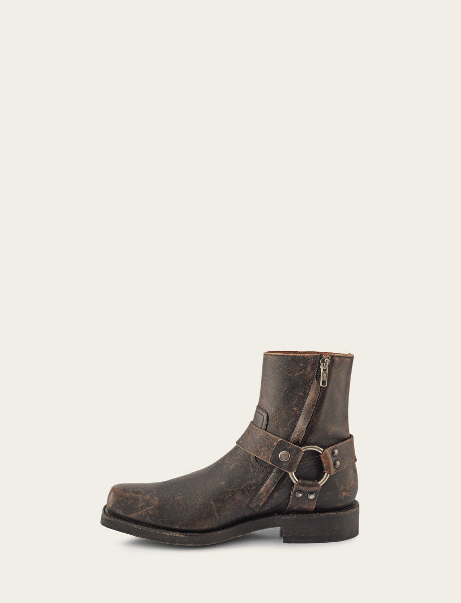 Men's Antiqued Black Conway Harness Moto Boots Antiqued Black