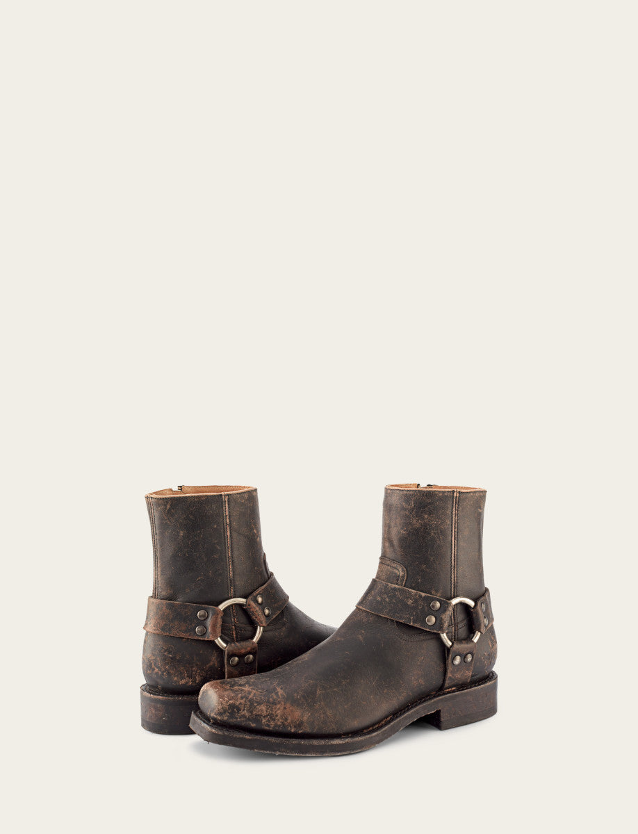 Men's Antiqued Black Conway Harness Moto Boots Antiqued Black
