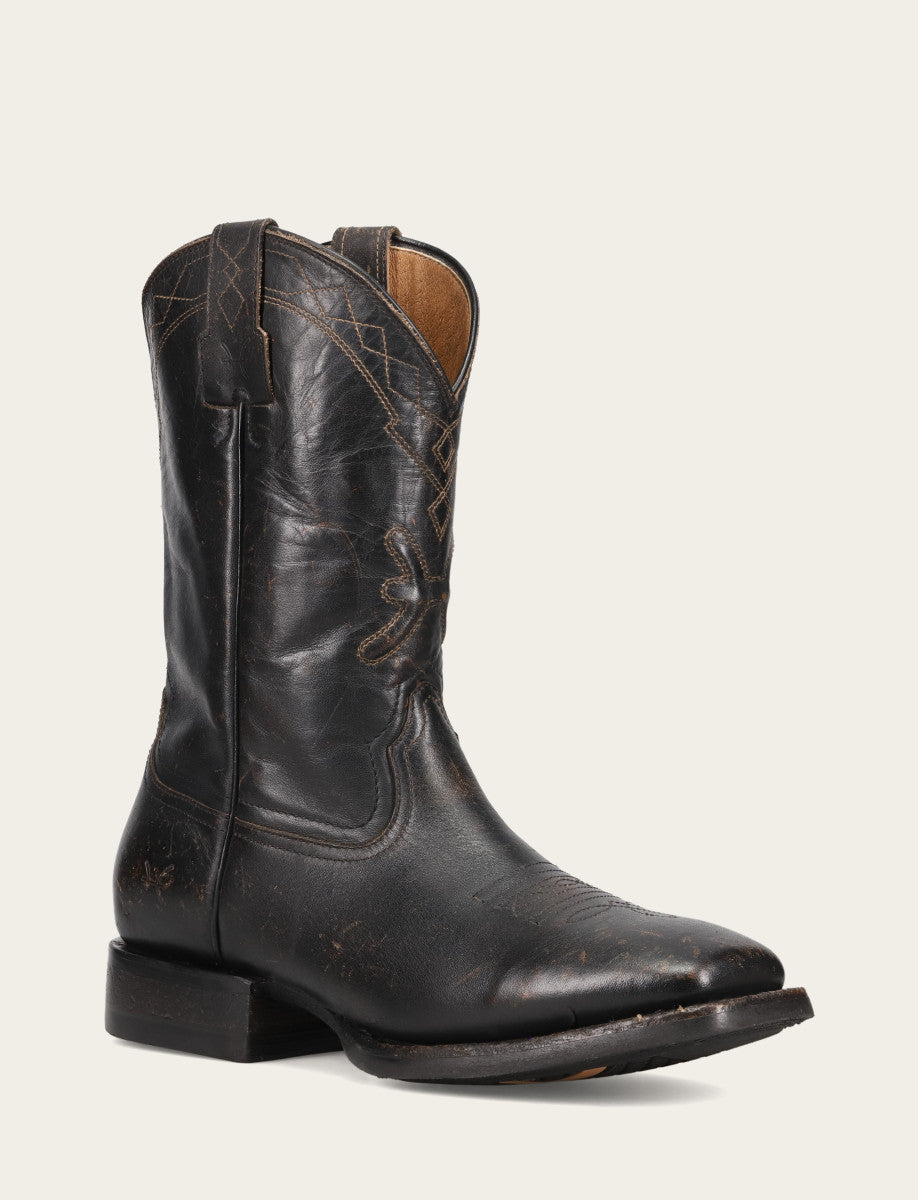Men's Black Hauser Logo Stitch Boots Black