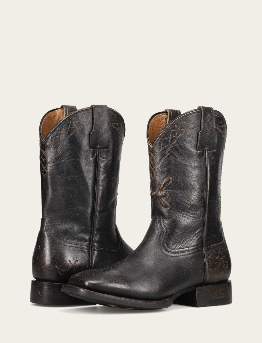Men's Black Hauser Logo Stitch Boots Black