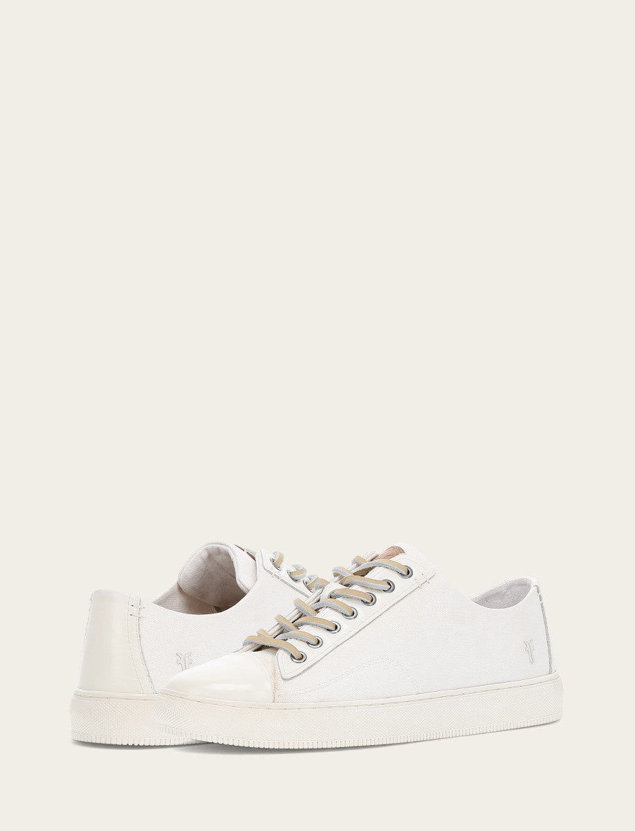 Men's White Astor Cap Toe Low Lace Sneakers White