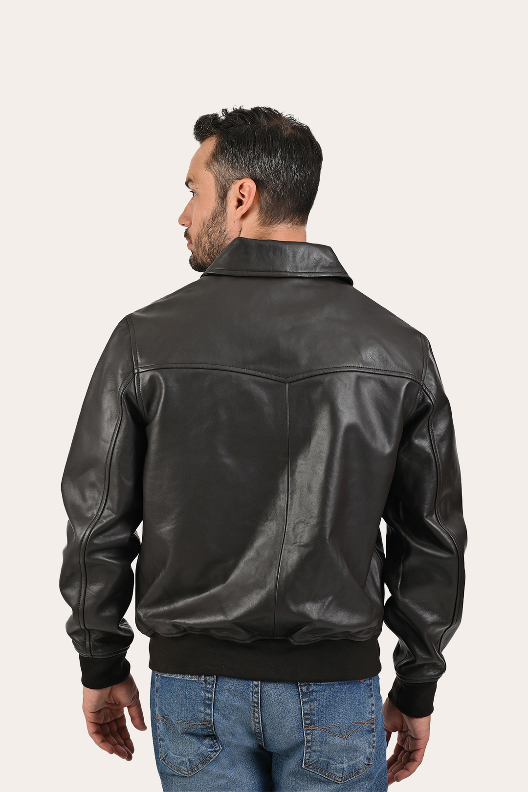 Men’s Dark Brown Dusty Trucker Leather Jacket Dark Brown