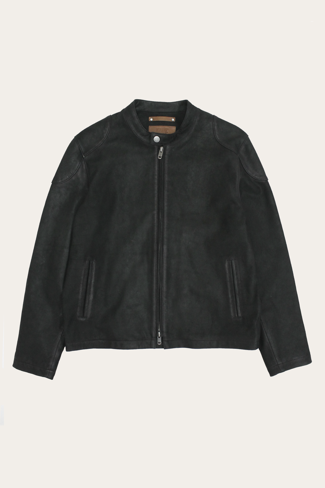 Men’s Black Gannon Lamb Leather Racer Jacket Black