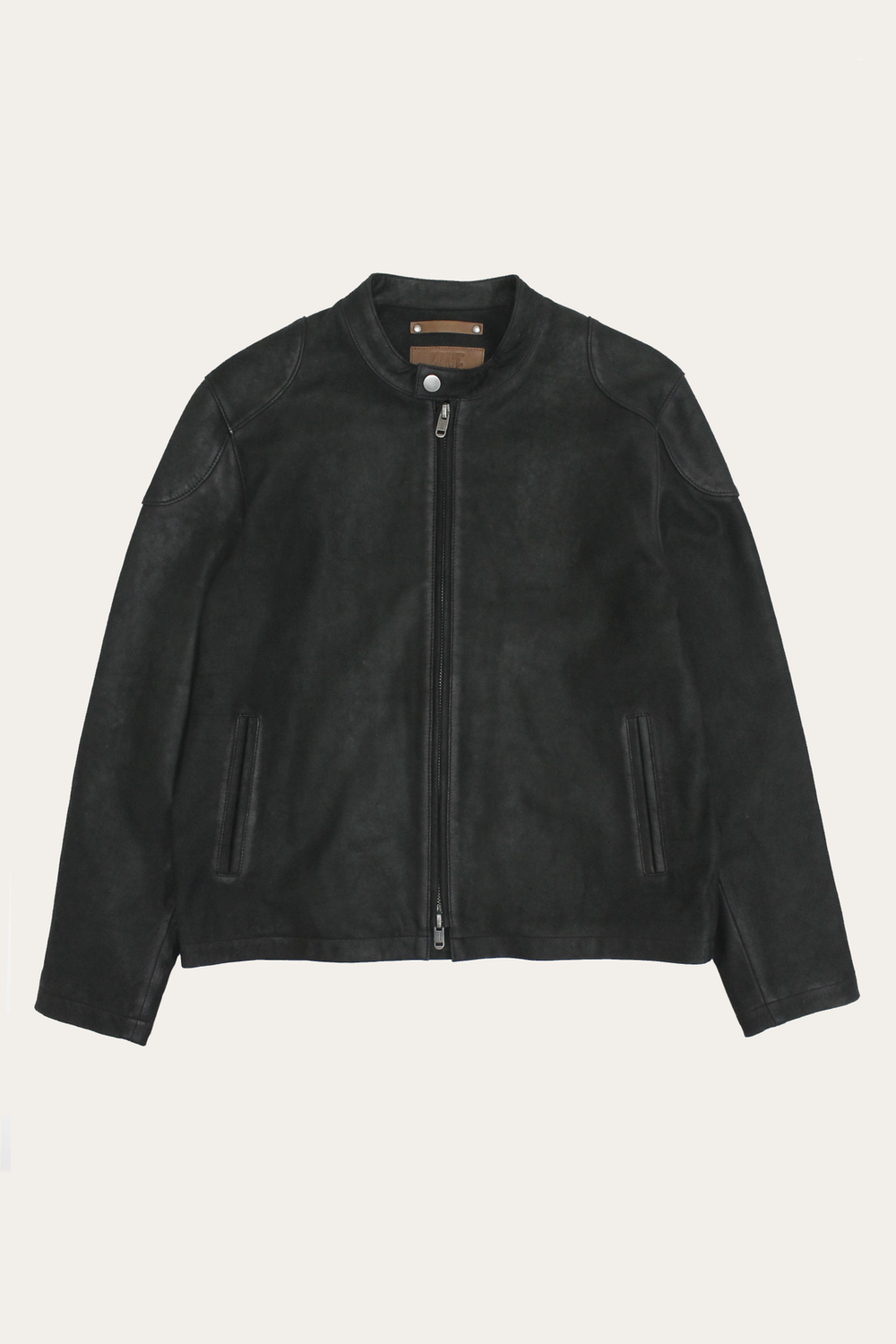Men’s Black Gannon Lamb Leather Racer Jacket Black