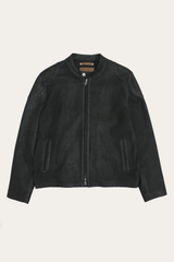 Men’s Black Gannon Lamb Leather Racer Jacket Black