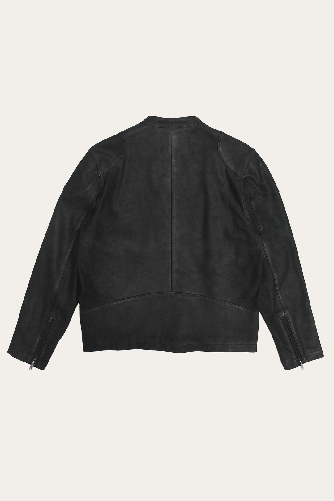 Men’s Black Gannon Lamb Leather Racer Jacket Black