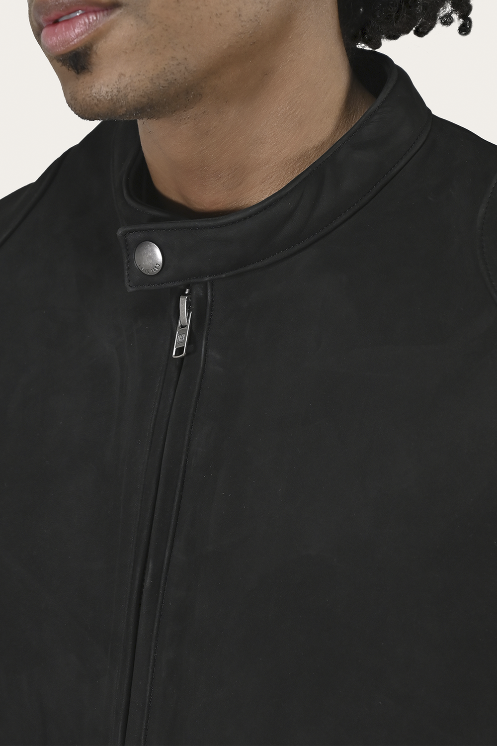 Men’s Black Gannon Lamb Leather Racer Jacket Black