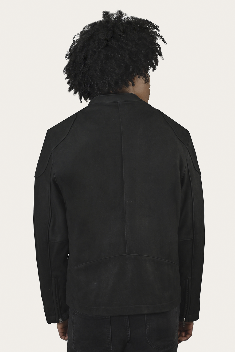 Men’s Black Gannon Lamb Leather Racer Jacket Black