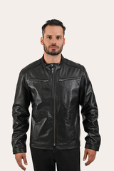 Men’s Black Pioneer Racer Leather Jacket Black