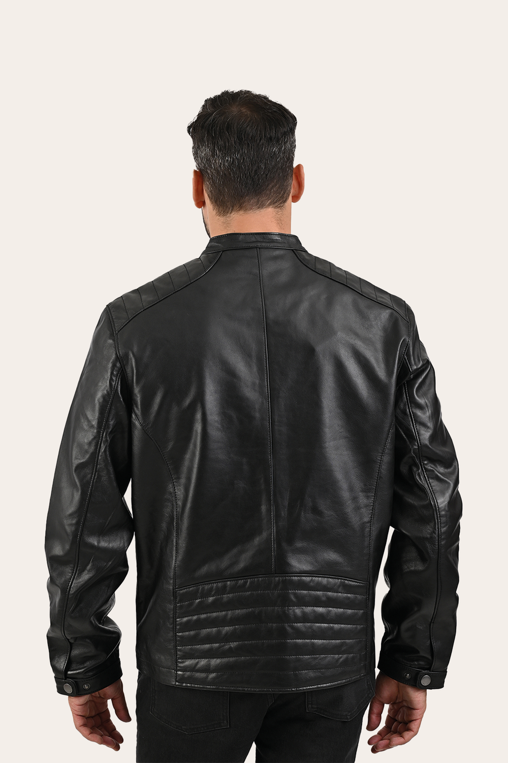Men’s Black Pioneer Racer Leather Jacket Black
