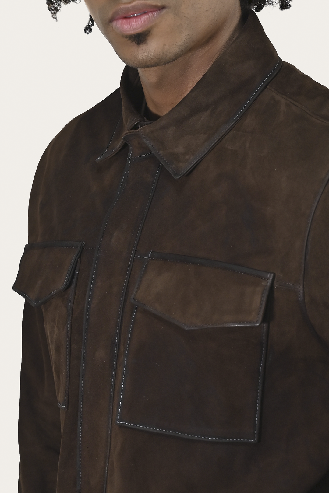 Men’s Dark Brown Brock Classic Suede Shacket Dark Brown