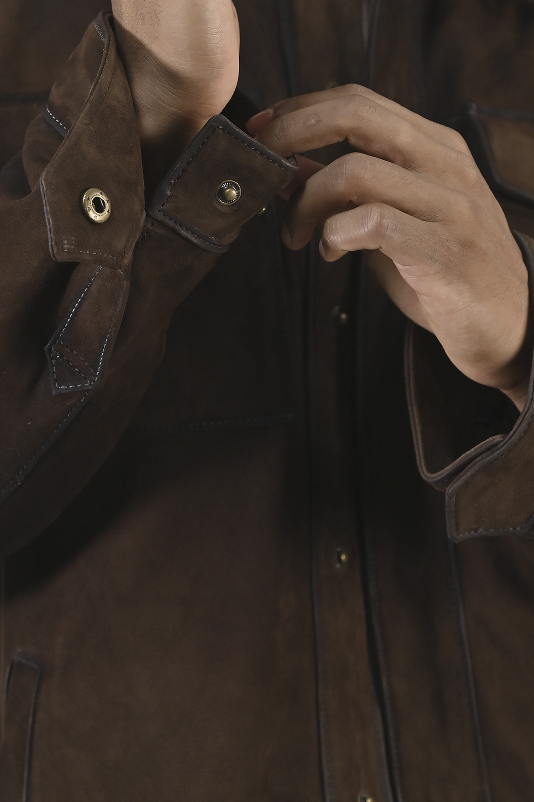 Men’s Dark Brown Brock Classic Suede Shacket Dark Brown