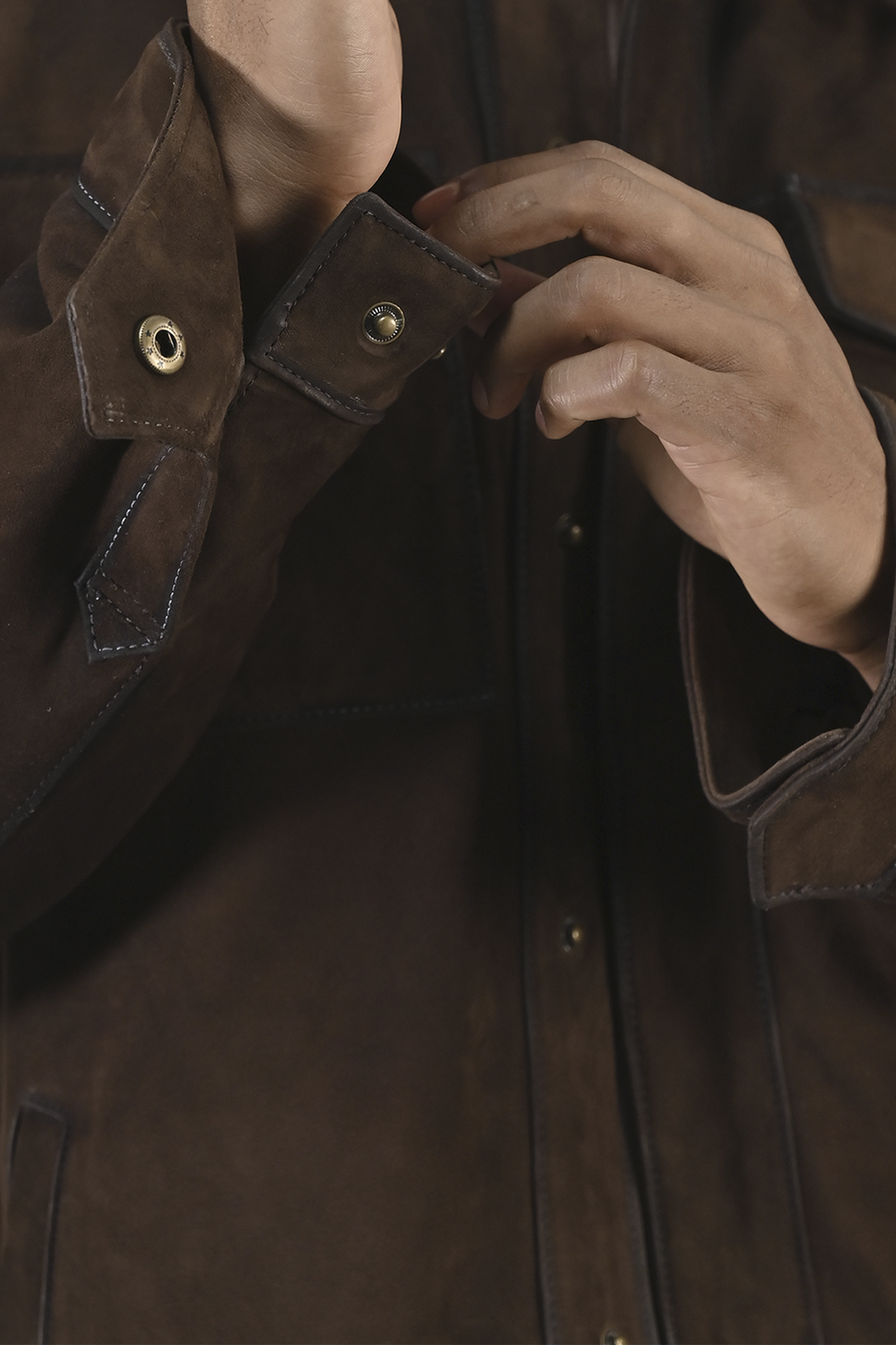 Men’s Dark Brown Brock Classic Suede Shacket Dark Brown