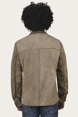Men’s Taupe Brock Suede Utility Shacket Taupe