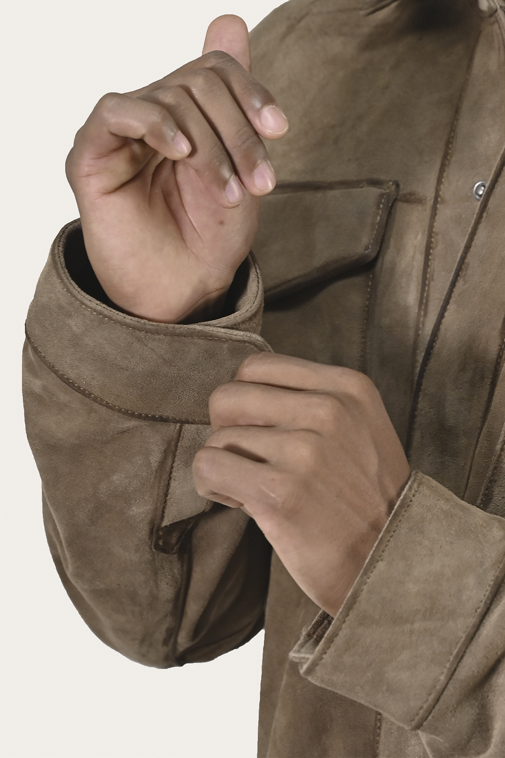 Men’s Taupe Brock Suede Utility Shacket Taupe
