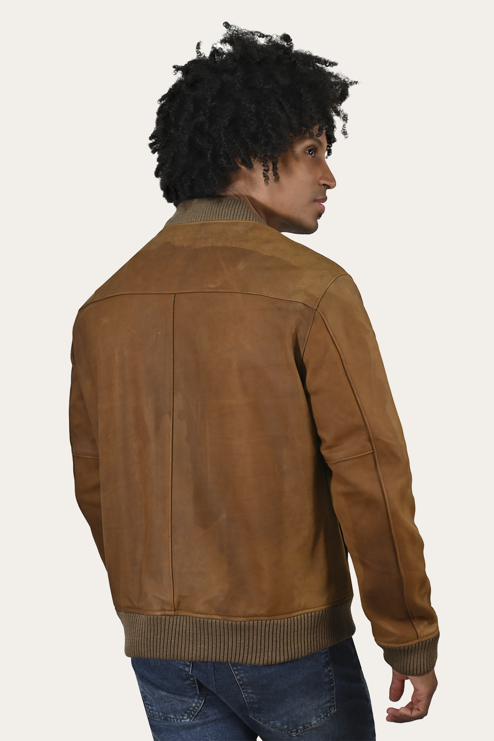 Men’s Burnt Copper Clay Leather Bomber Jacket Burnt copper
