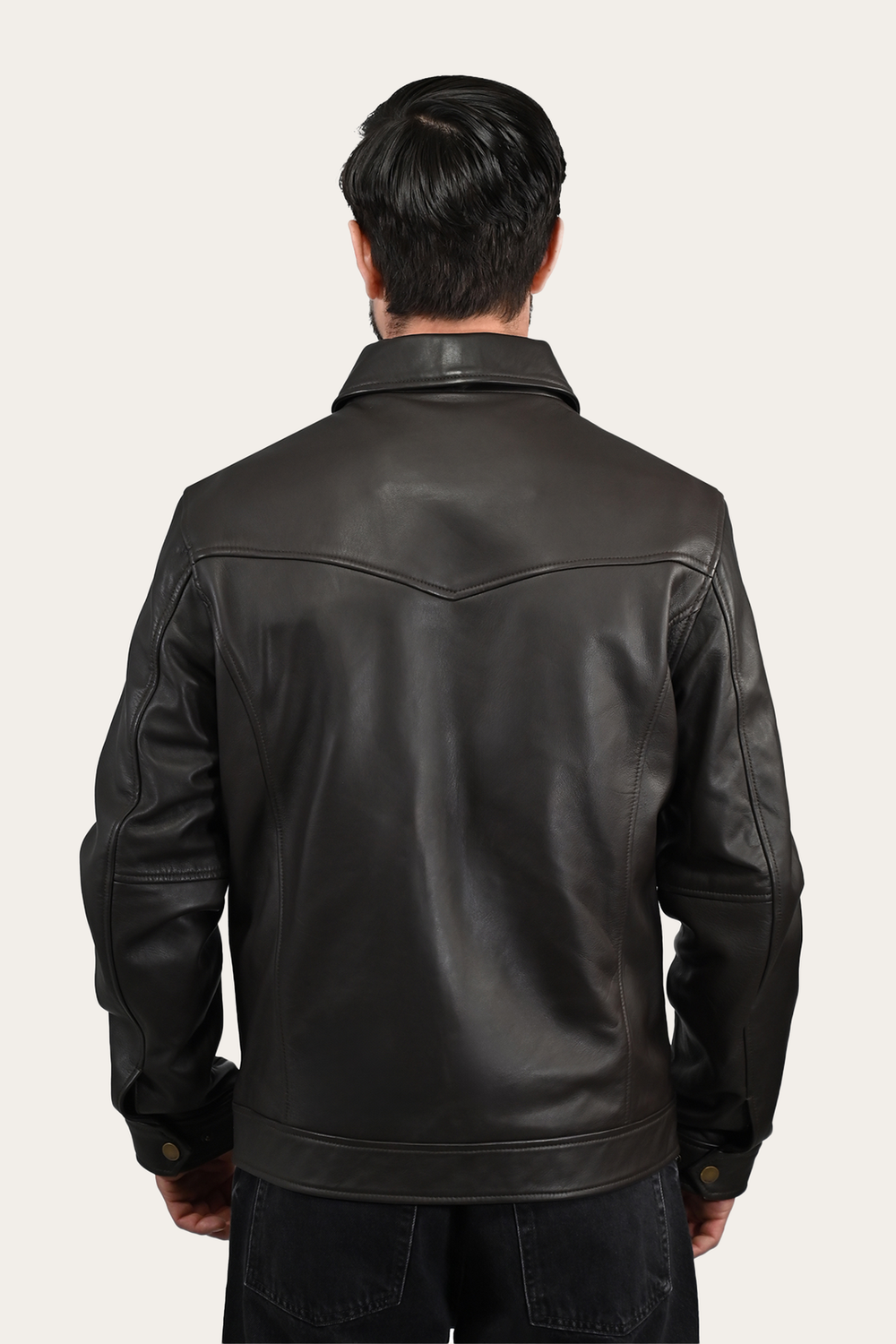 Men’s Dark Brown Durango Trucker Leather Jacket Dark Brown