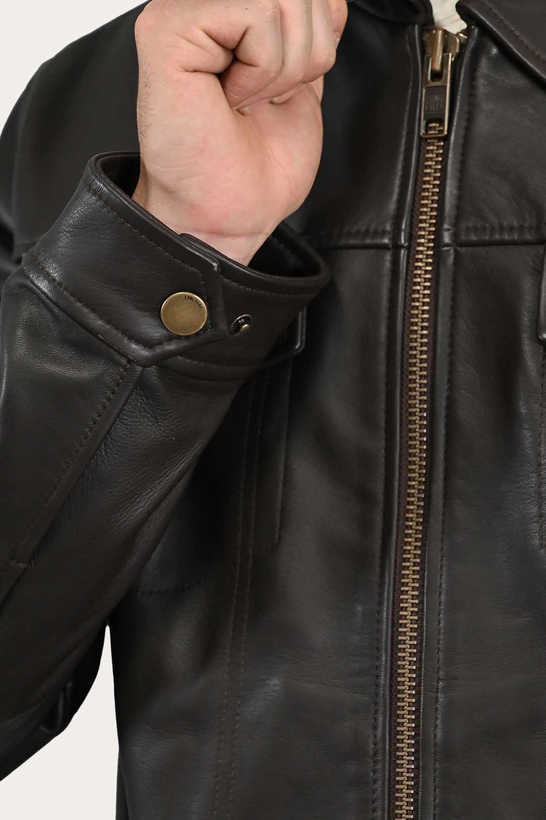 Men’s Dark Brown Durango Trucker Leather Jacket Dark Brown
