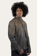 Men’s Brown Beige Leland Ombre Leather Jacket Brown Beige