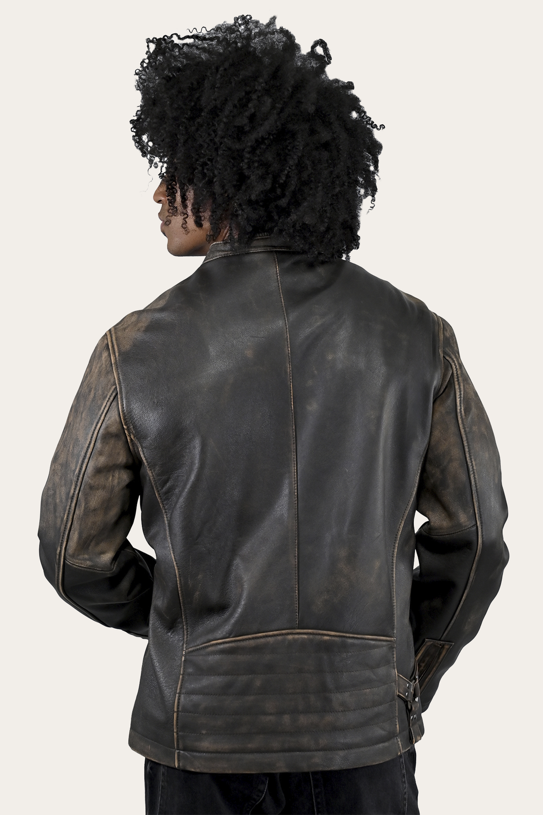 Men’s Brown Beige Leland Ombre Leather Jacket Brown Beige