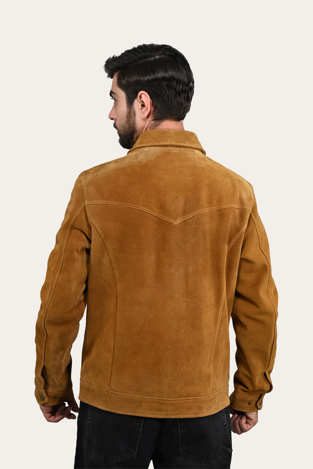 Men’s Tan Trailblazer Trucker Suede Jacket Tan