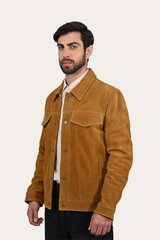 Men’s Tan Trailblazer Trucker Suede Jacket Tan