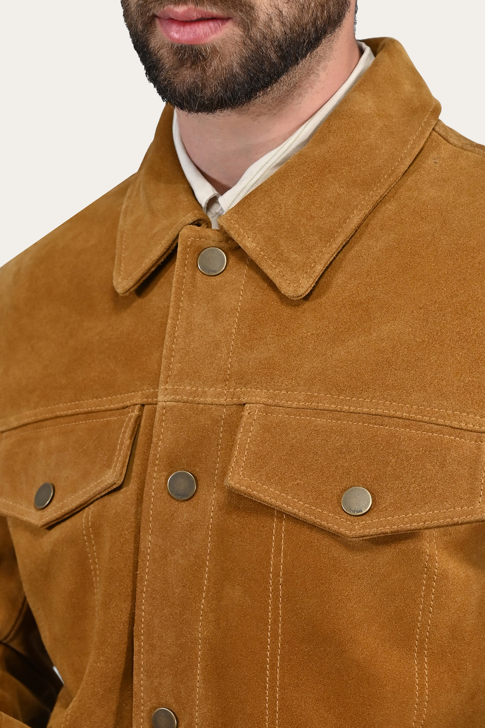 Men’s Tan Trailblazer Trucker Suede Jacket Tan