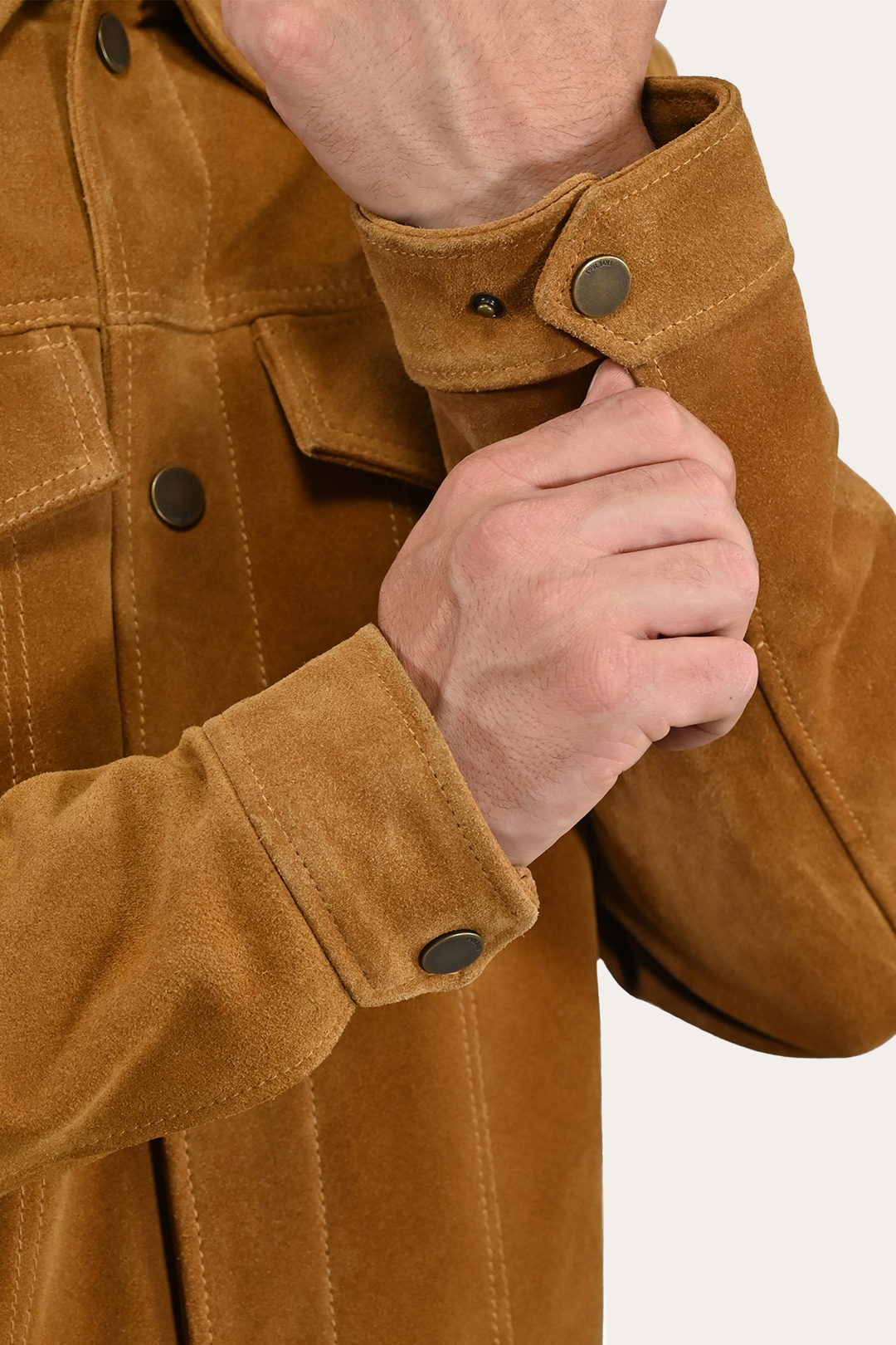 Men’s Tan Trailblazer Trucker Suede Jacket Tan