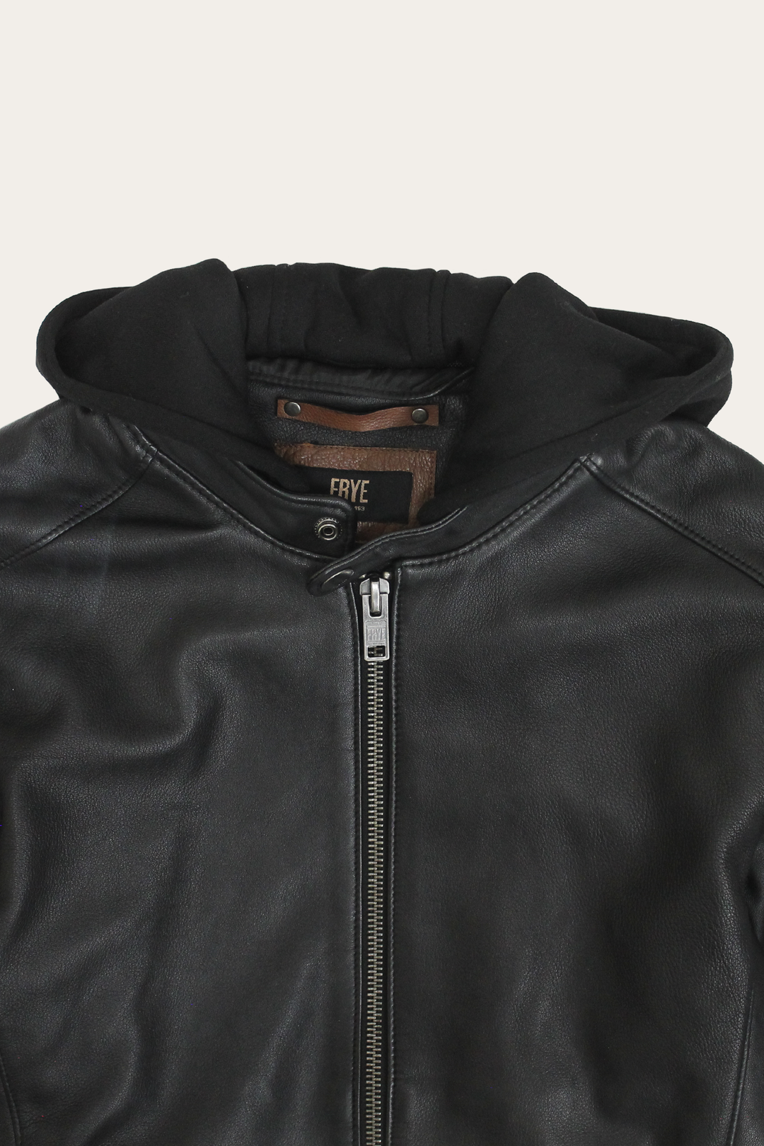 Men’s Black Saddle Racer Leather Hooded Jacket Black