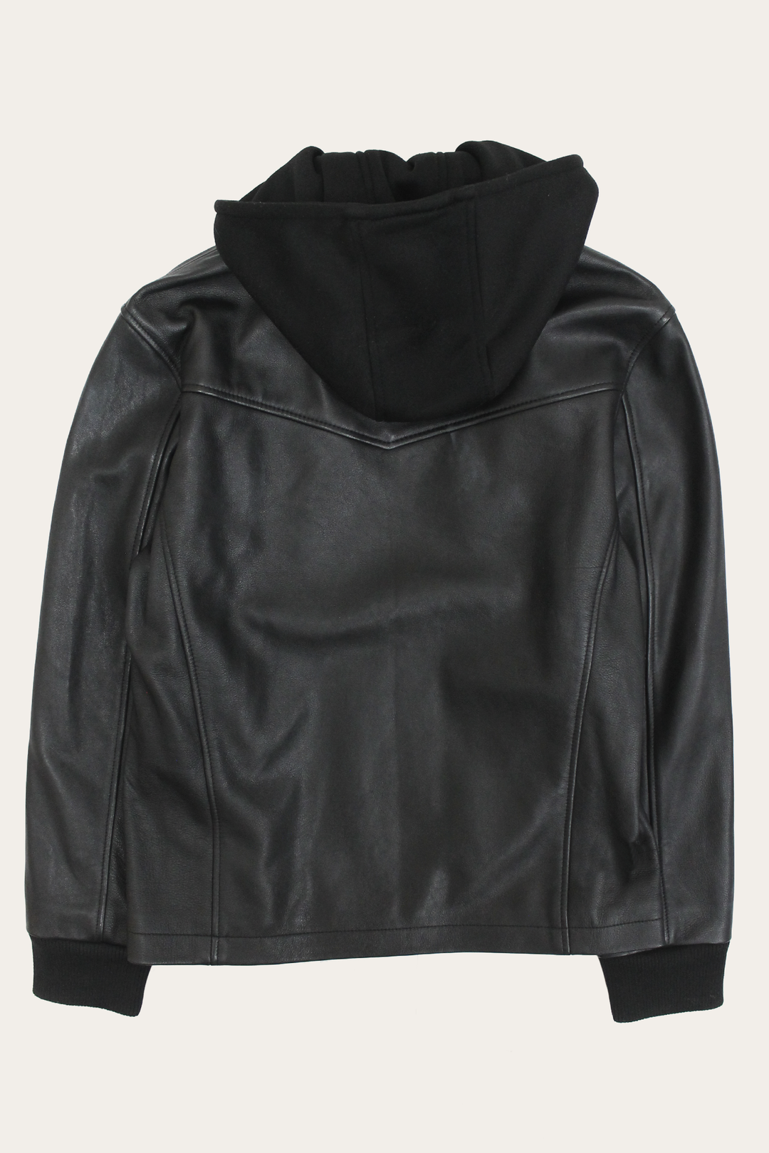 Men’s Black Saddle Racer Leather Hooded Jacket Black